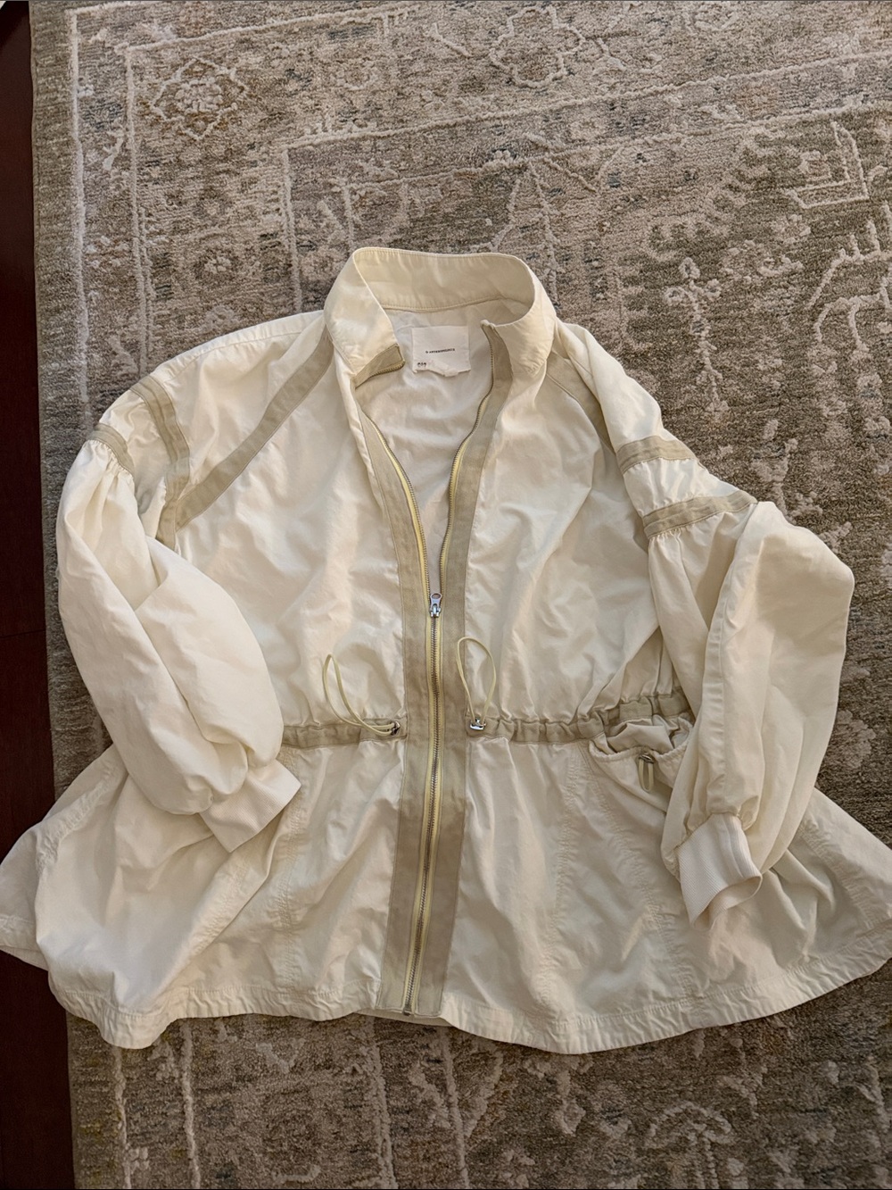 Anthropologie Ivory Lightweight Drawstring Bomber Jacket